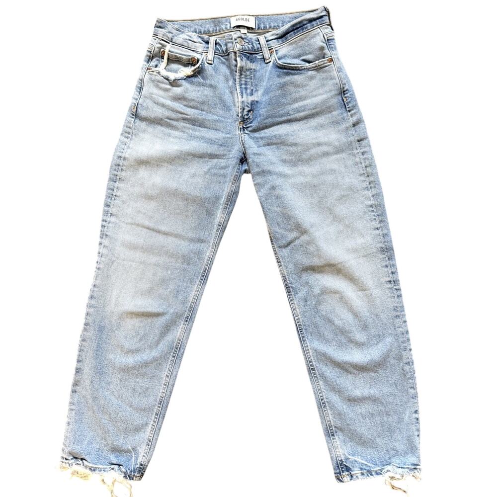 AGOLDE Women’s Distressed Straight Leg Jeans Size 26 Light Wash Raw Hem